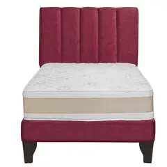 JUST HOME COLLECTION - Colchón Premium + Respaldo + Base 1,5 Plazas Burdeo