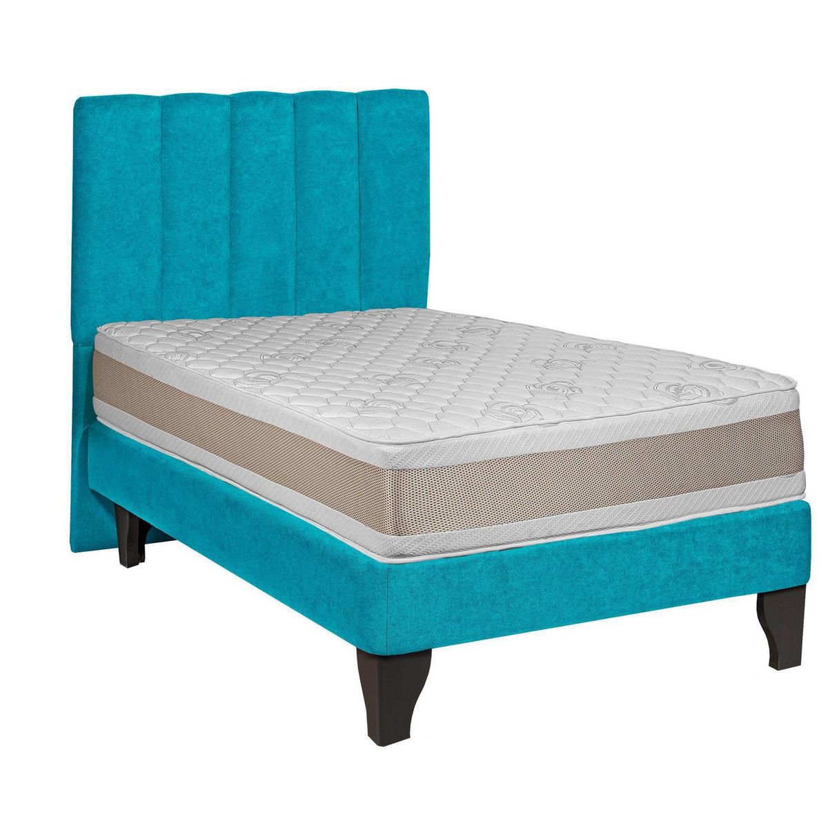 JUST HOME COLLECTION - Colchón Premium + Respaldo + Base 1,5 Plazas Calipso