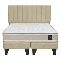 JUST HOME COLLECTION - Colchón Premium + Respaldo + Base 2,0 Plazas Beige