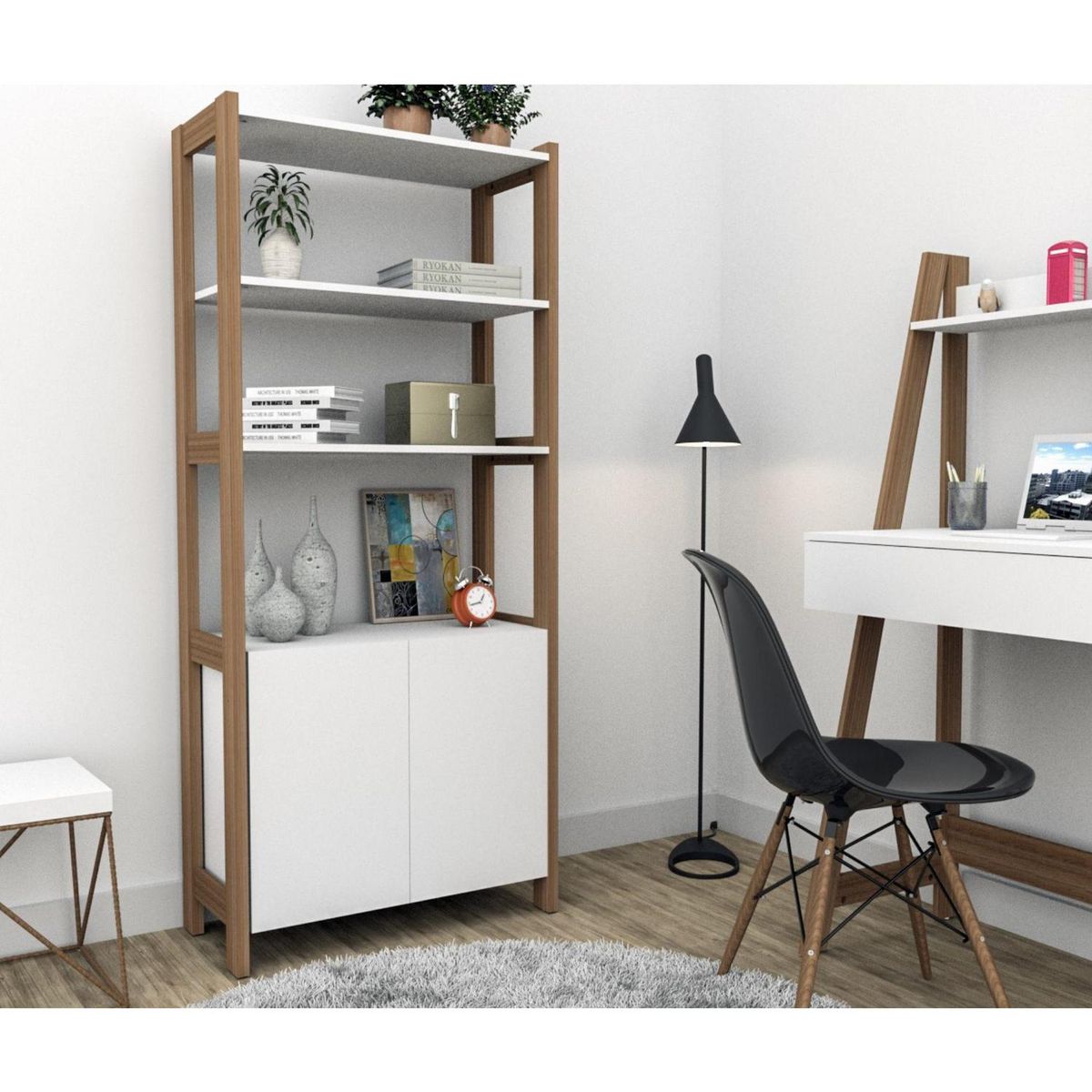 BE DESIGN - Armario Smart Amber 2 Puerta(s) 5 Repisa(s) 75xx35 cm Blanco