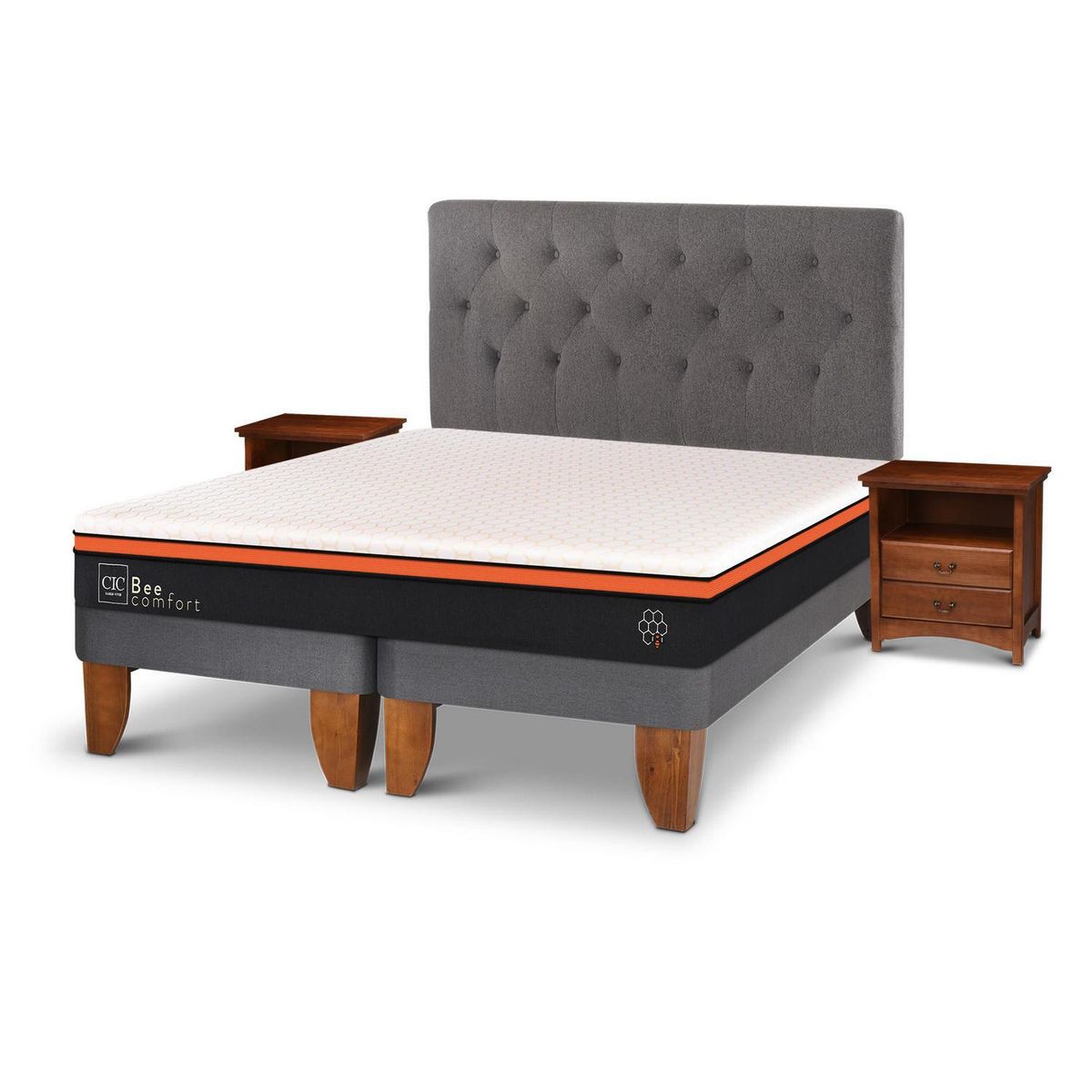 CIC - Cama Europea Bee Comfort 2 Plazas + Muebles