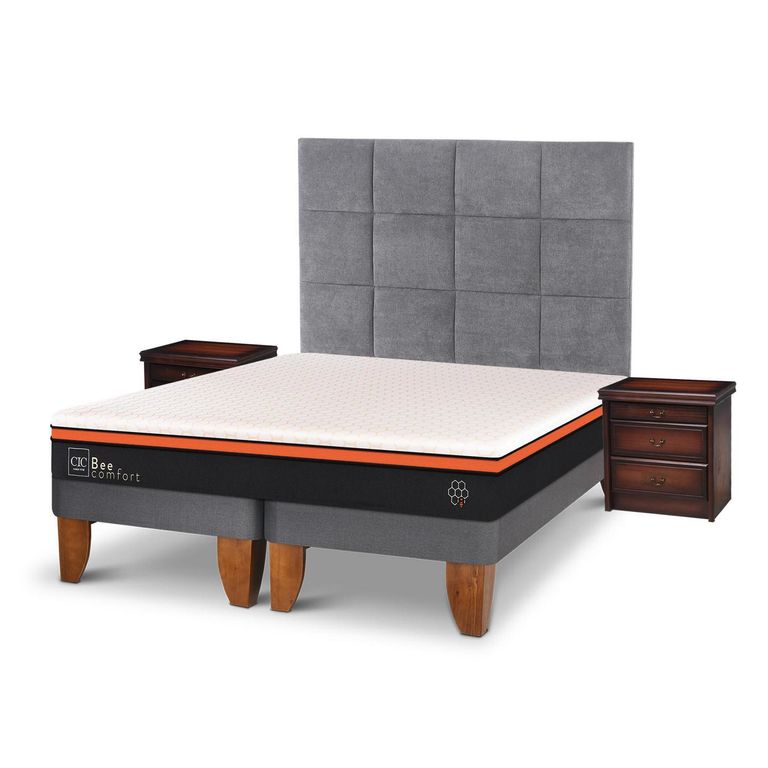 Cama Europea Bee Comfort 2 Plazas + Muebles