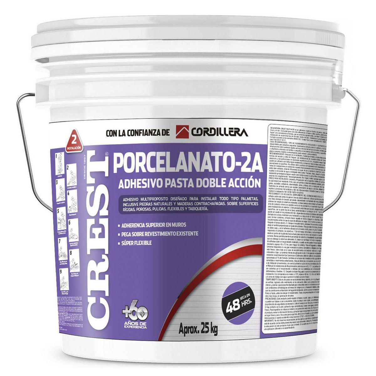 CREST - Adhesivo Porcelanato Muro Superficie Flexible 25 kg