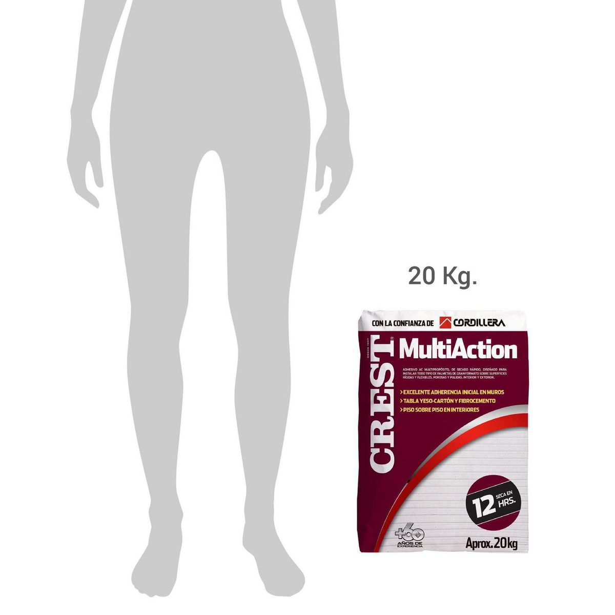 CREST - Adhesivo Porcelanato Piso y muro Superficie Flexible 20 kg