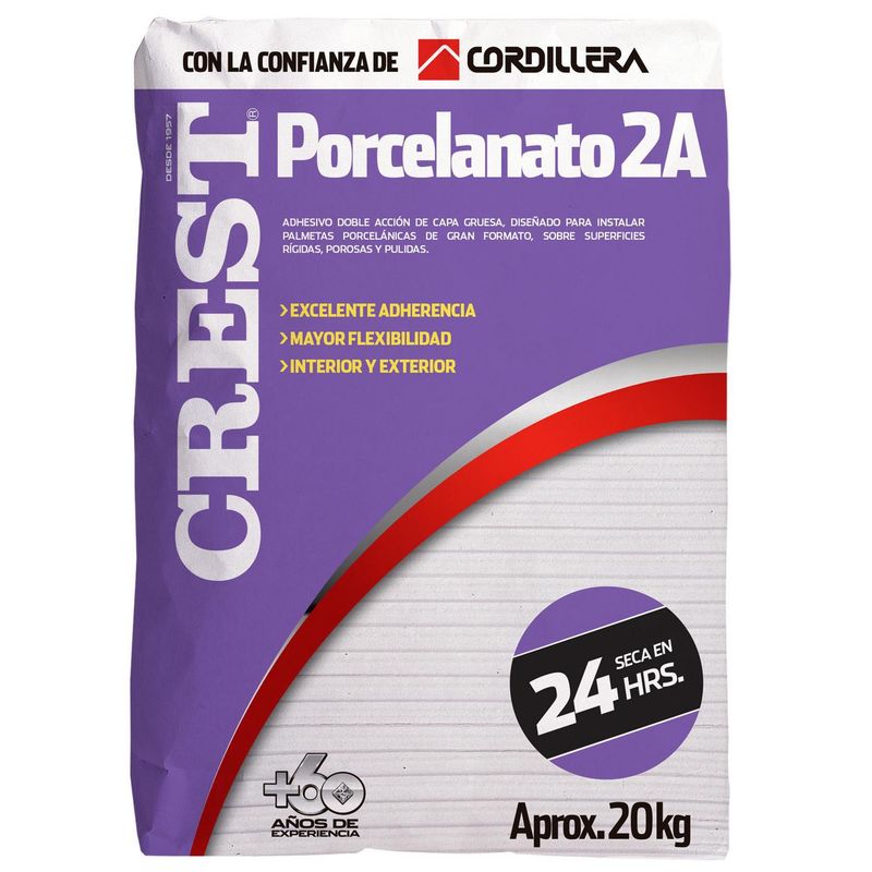 CREST - Adhesivo Porcelanato Piso y muro Superficie Rígido 20 kg