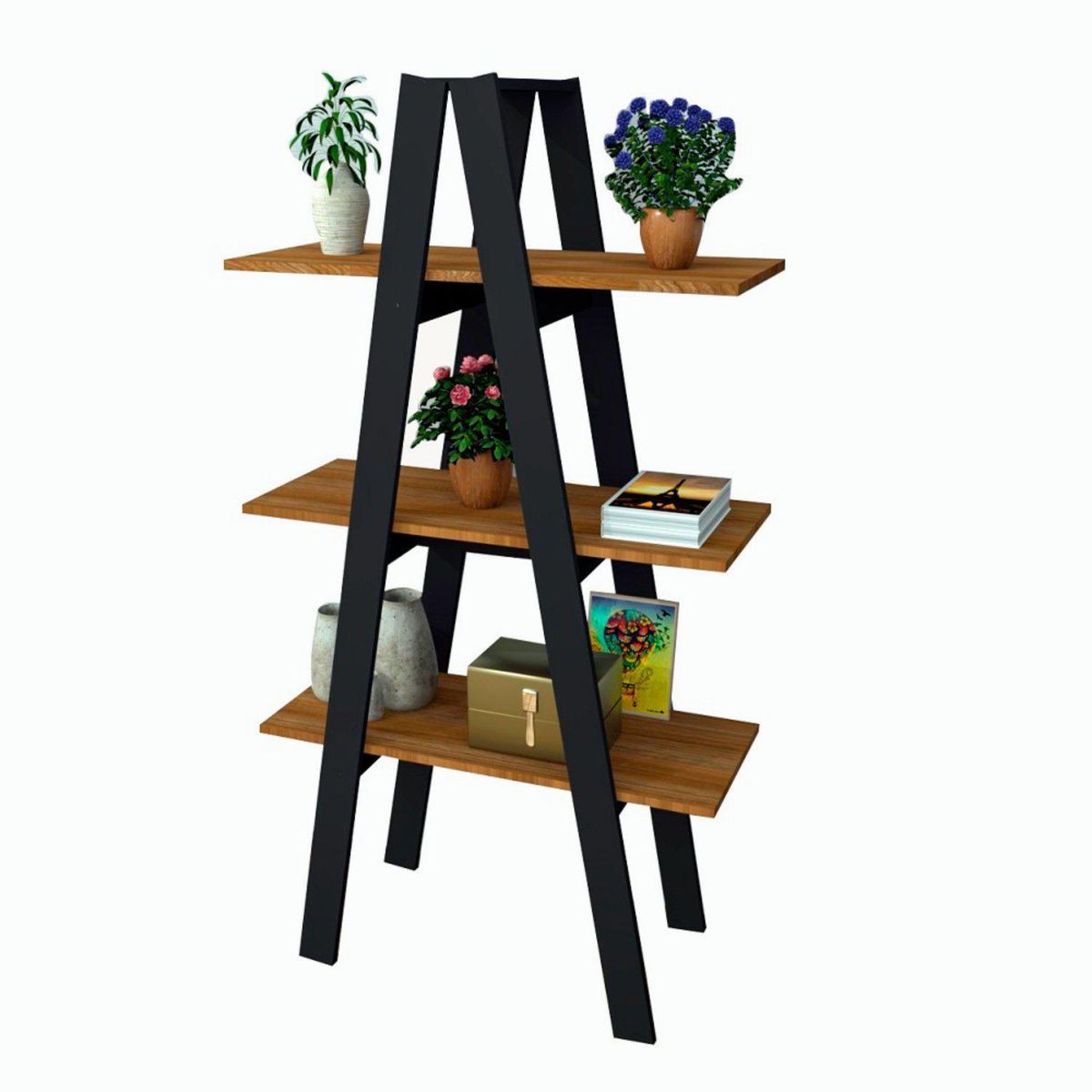 BE DESIGN - Estante Urban MDF 3 Nivel(es) 64x145x33 cm Negro