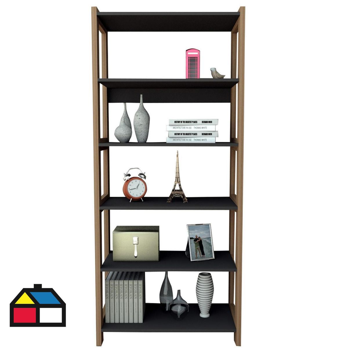 BE DESIGN - Estante Urban MDF 5 Nivel(es) 75x171.5x35 cm Negro/Castaño