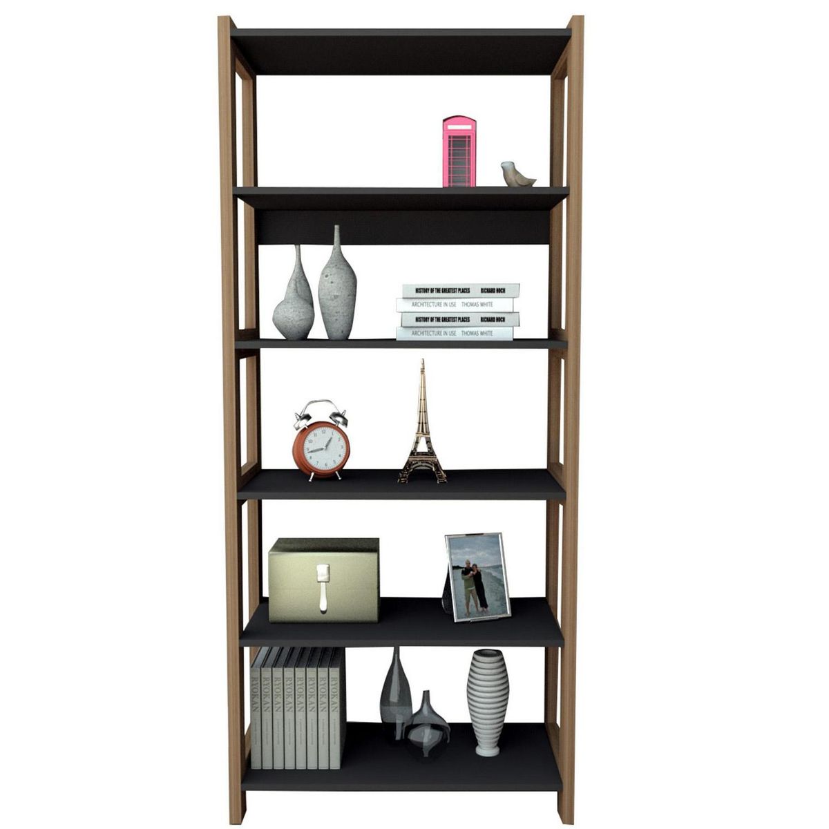 BE DESIGN - Estante Urban MDF 5 Nivel(es) 75x171.5x35 cm Negro/Castaño