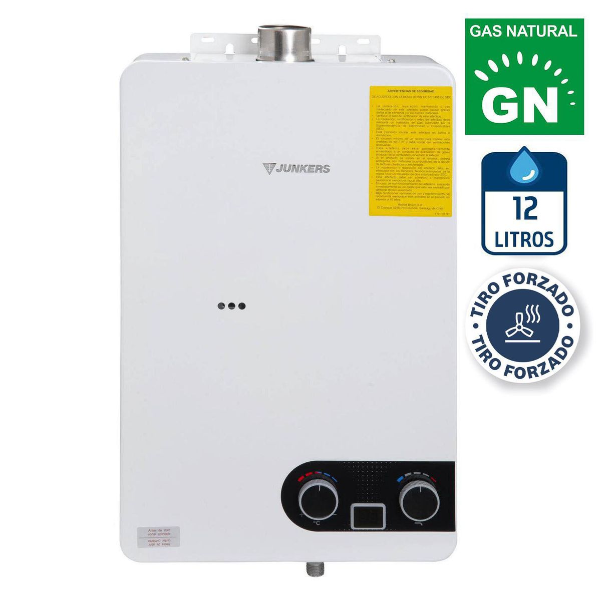 JUNKERS - Calefont Gas Natural 12 Litros Tiro Forzado Microturbina