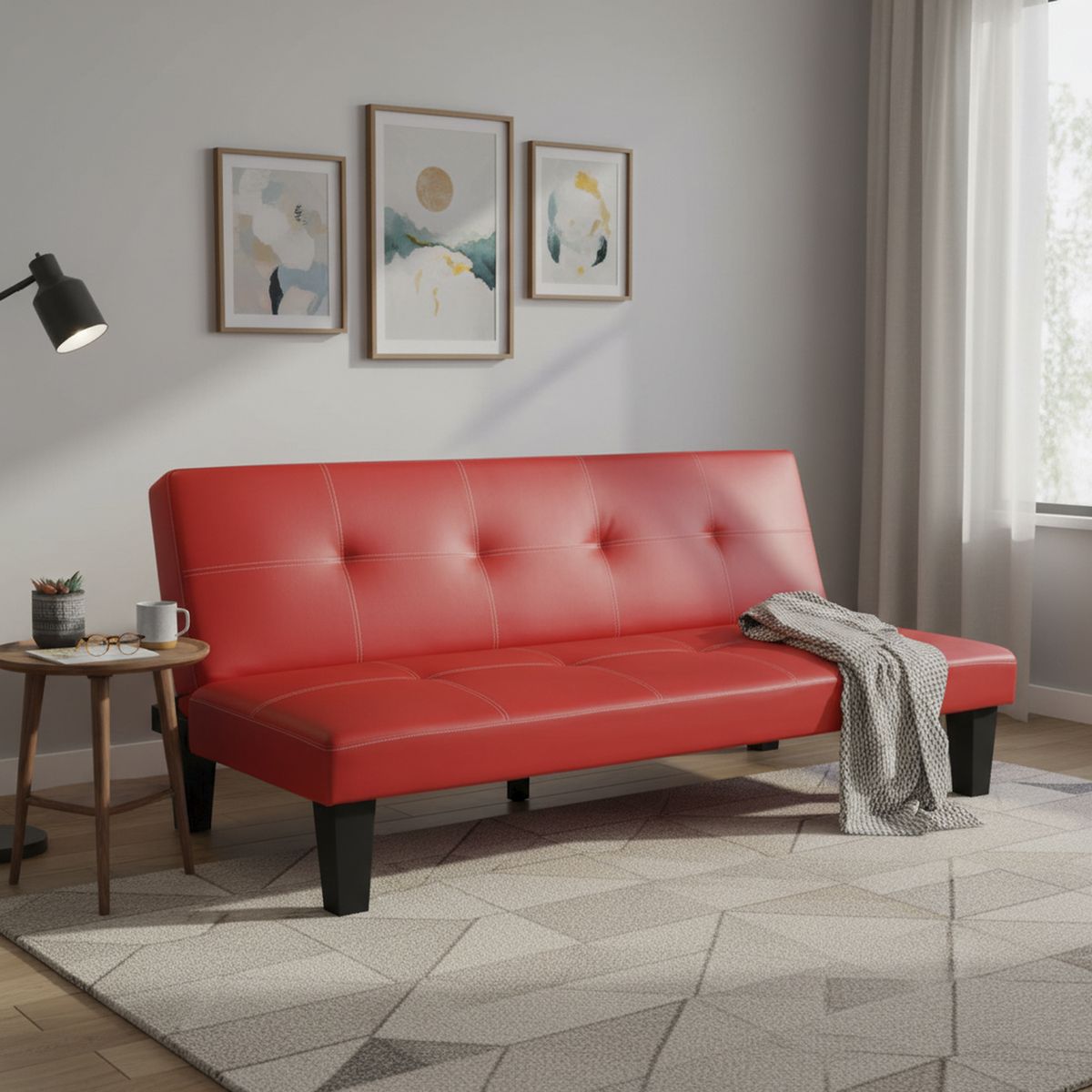 IDETEX - Futón Praga Negro 176x81x71 cm