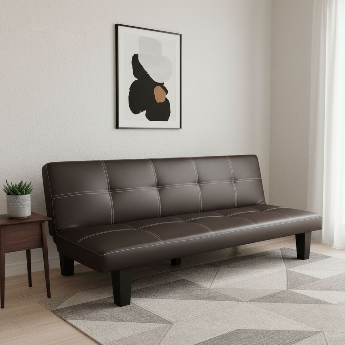 IDETEX - Futón Praga Negro 176x81x71 cm