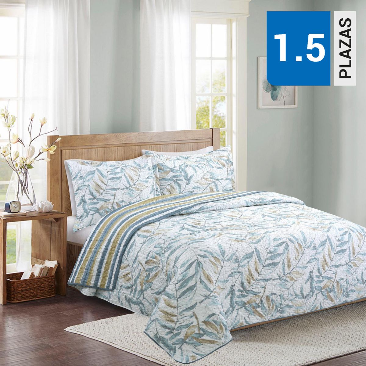 DORAL - Cubrecama Quilt Estampado Diseño Colores Surtidos