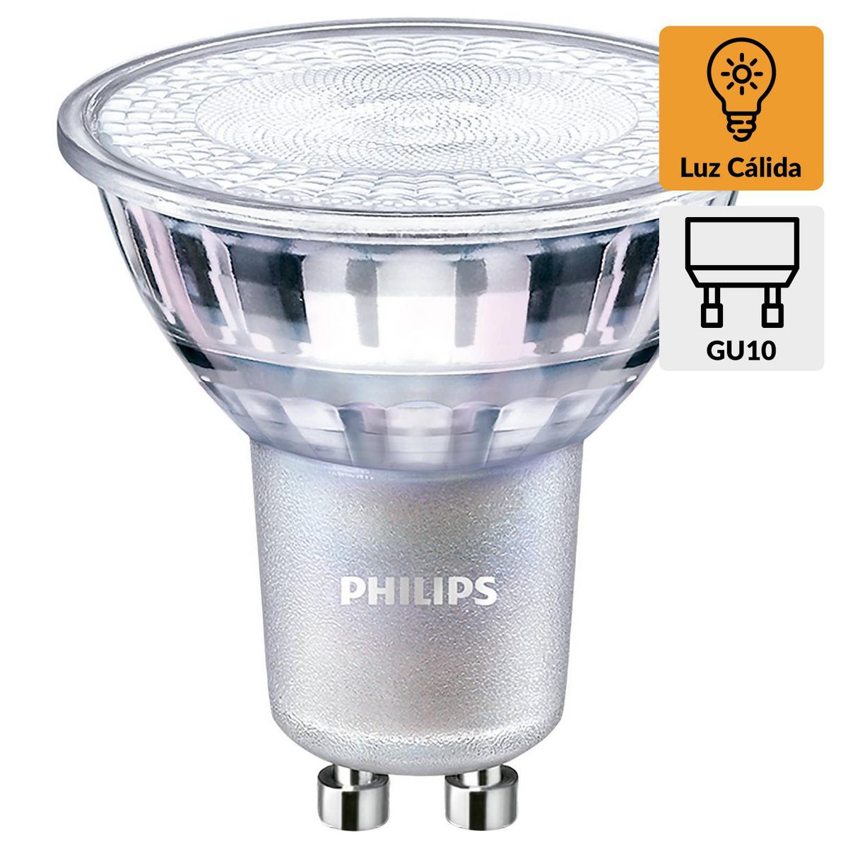 PHILIPS - Ampolleta Led 7 W GU10 650 lm Luz Cálida