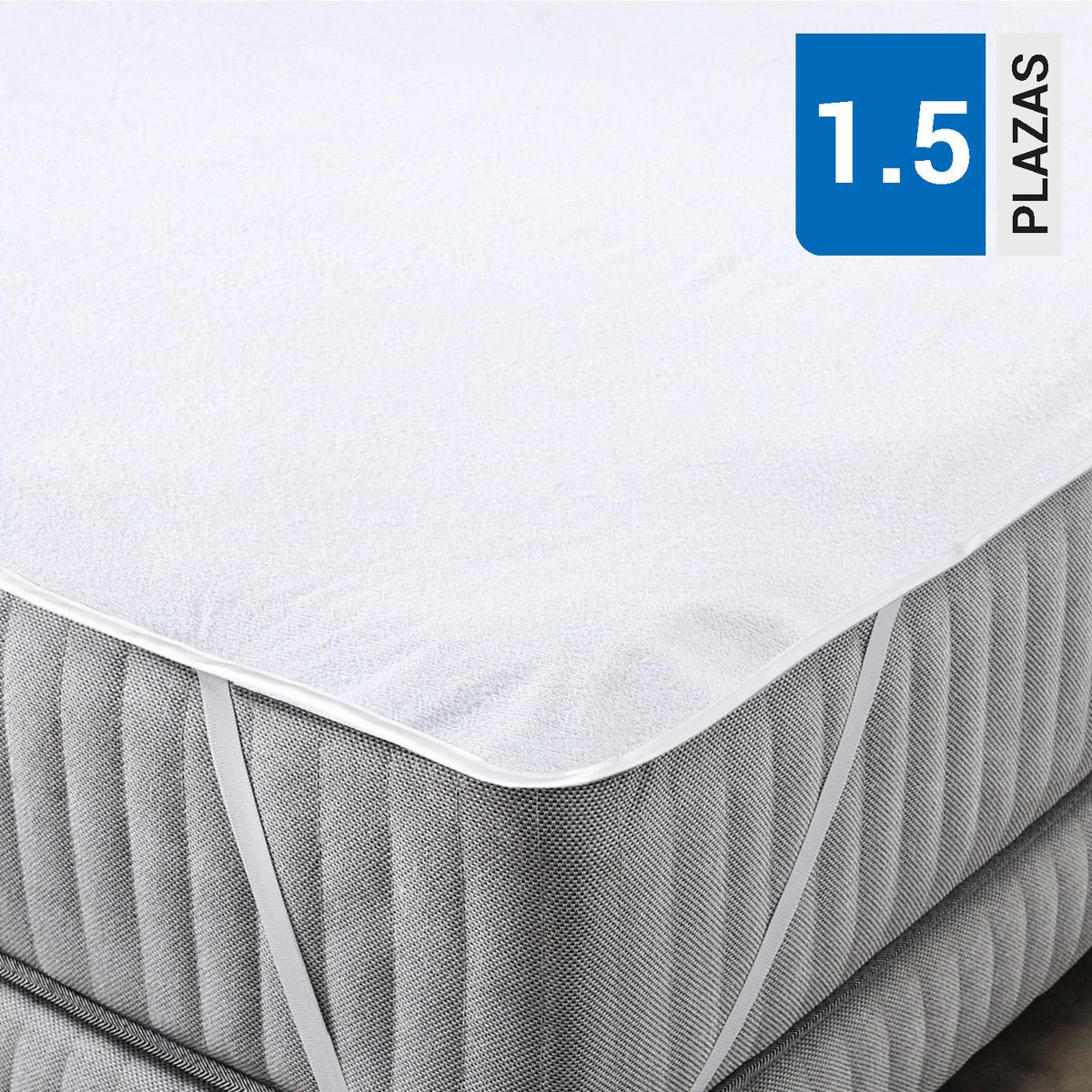 AMERICAN FAMILY - Cubrecolchón Waterproof 1.5 plazas Blanco