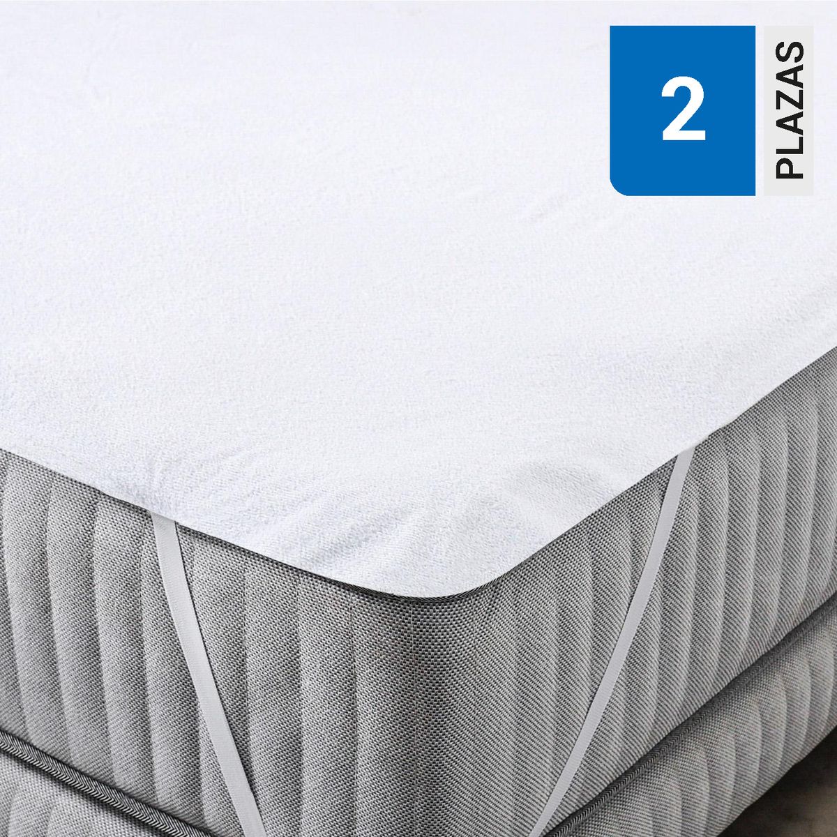 AMERICAN FAMILY - Cubrecolchón Impermeable 2 plazas Blanco