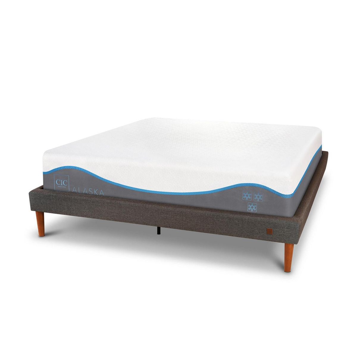 CIC - Cama 2 plazas Europea Alaska Blanco/ gris/ celeste
