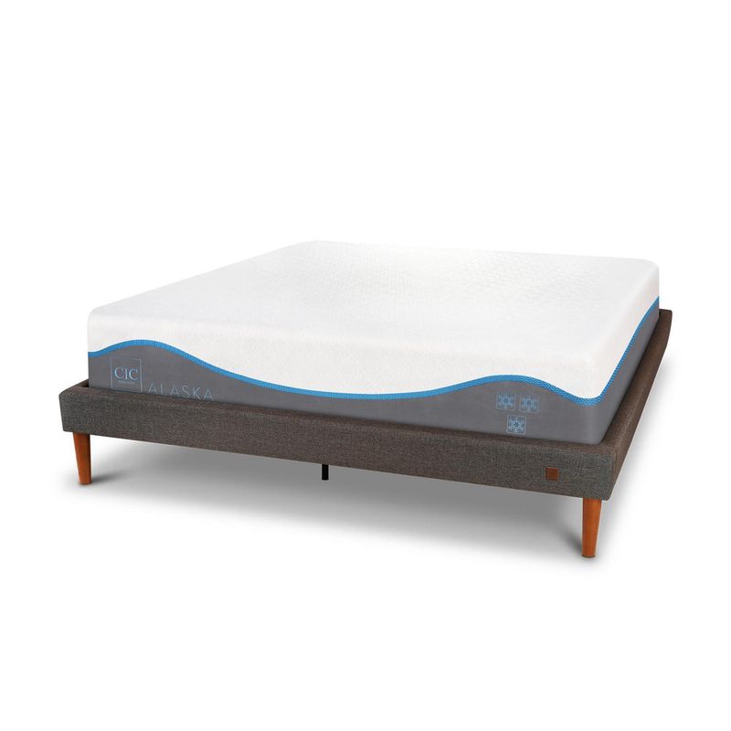 CIC - Cama 2 Plazas Europea Alaska Blanco/ Gris/ Celeste