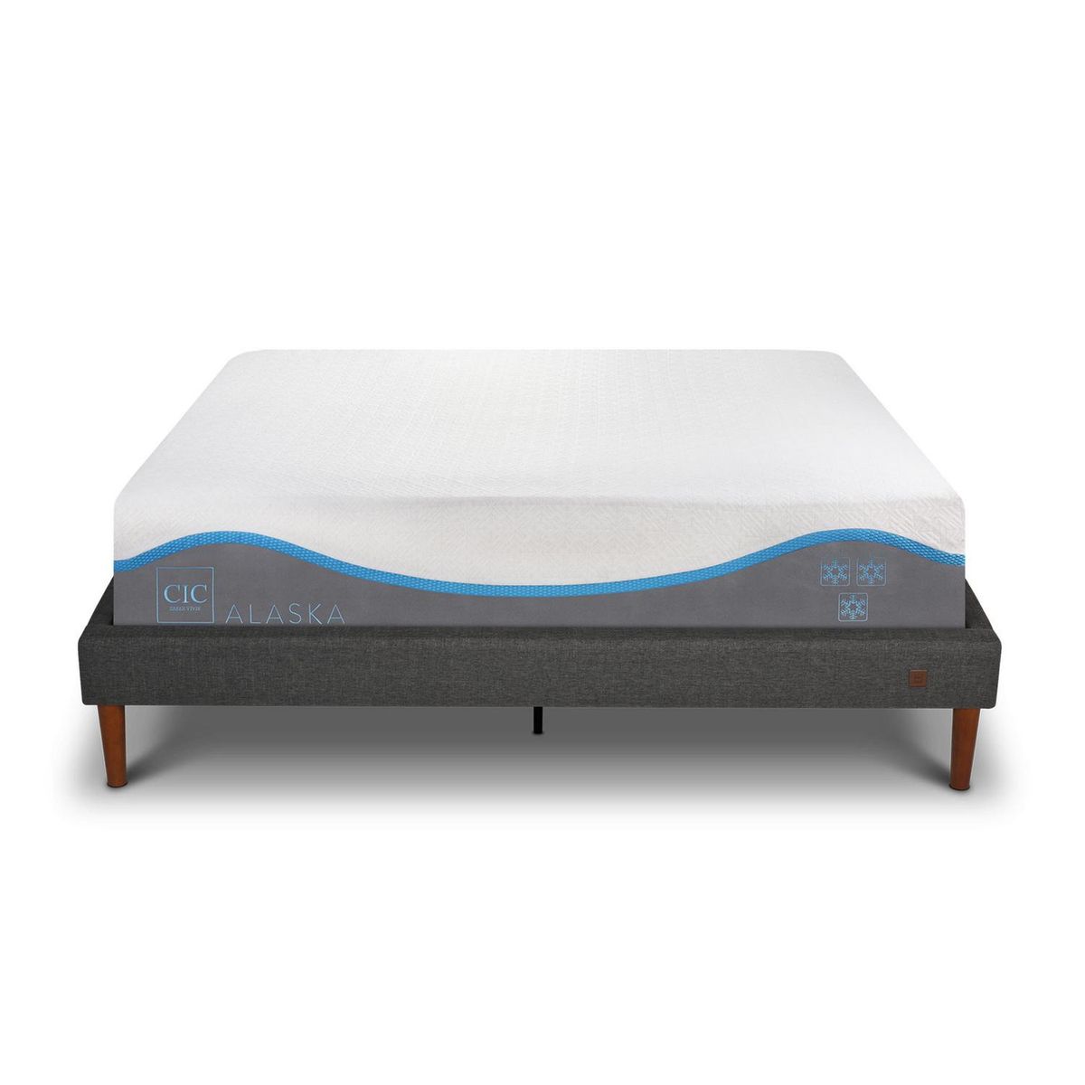 CIC - Cama 2 plazas Europea Alaska Blanco/ gris/ celeste