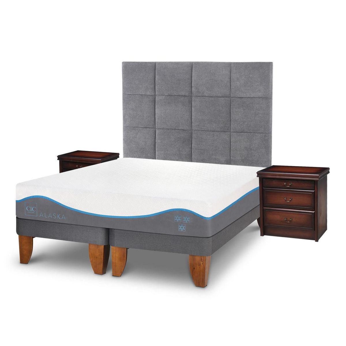 CIC - Cama europea Alaska 2 plazas + Muebles