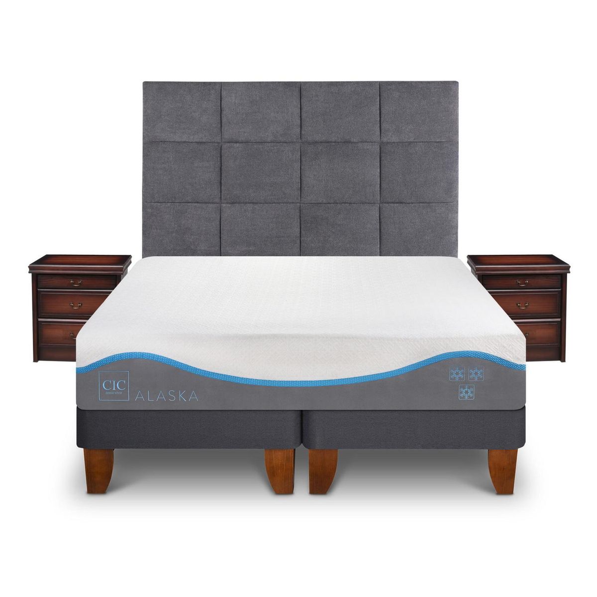 CIC - Cama europea Alaska 2 plazas + Muebles