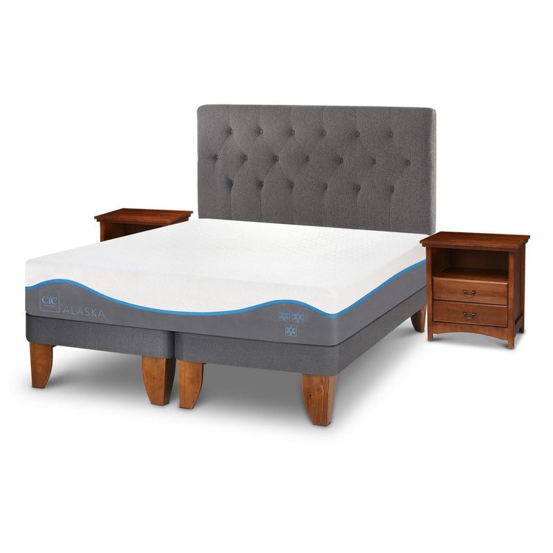 CIC - Cama europea Alaska 2 plazas  + Muebles