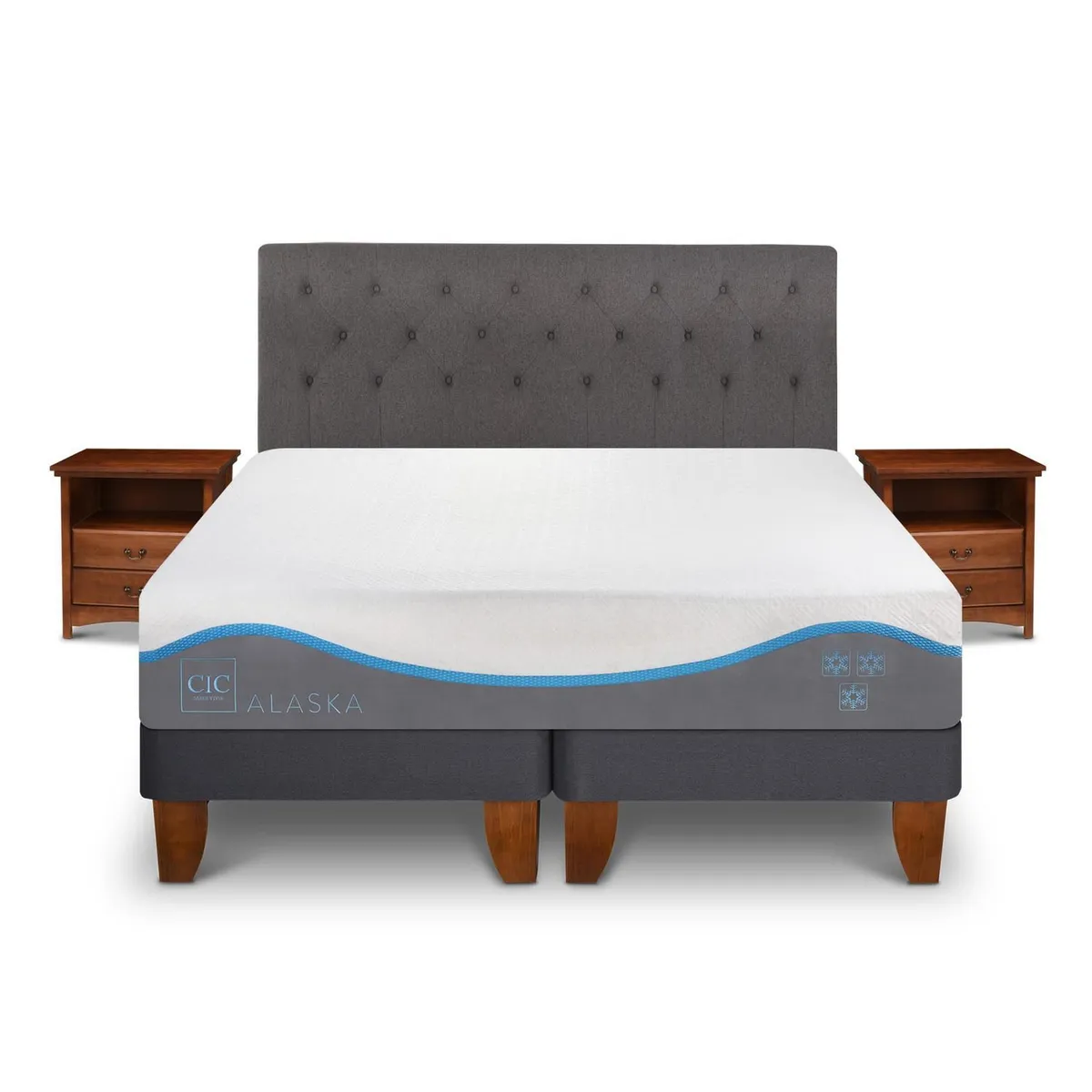 CIC - Cama Europea Alaska King + Muebles