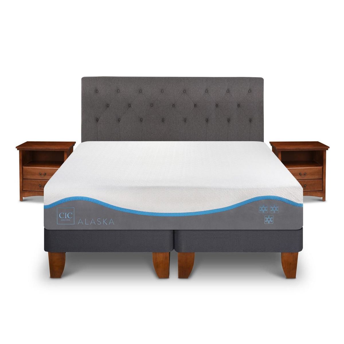 CIC - Cama Europea Alaska King + Muebles