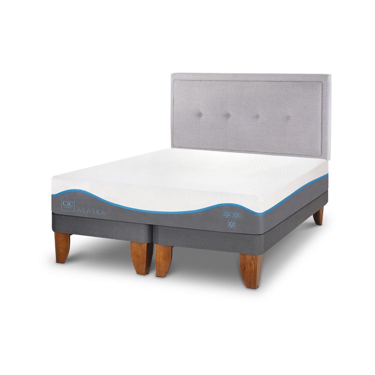 CIC - Cama europea Alaska 2 plazas + Muebles