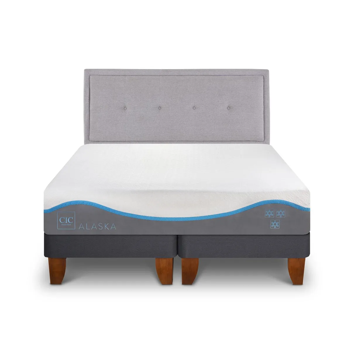 CIC - Cama europea Alaska 2 plazas + Muebles