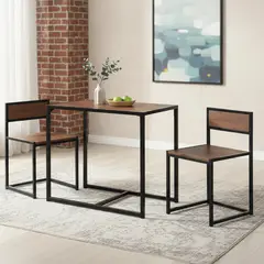 IDETEX - Juego de Comedor Chelsea 2 Sillas Mesa Rectangular 47x76x90 cm Café