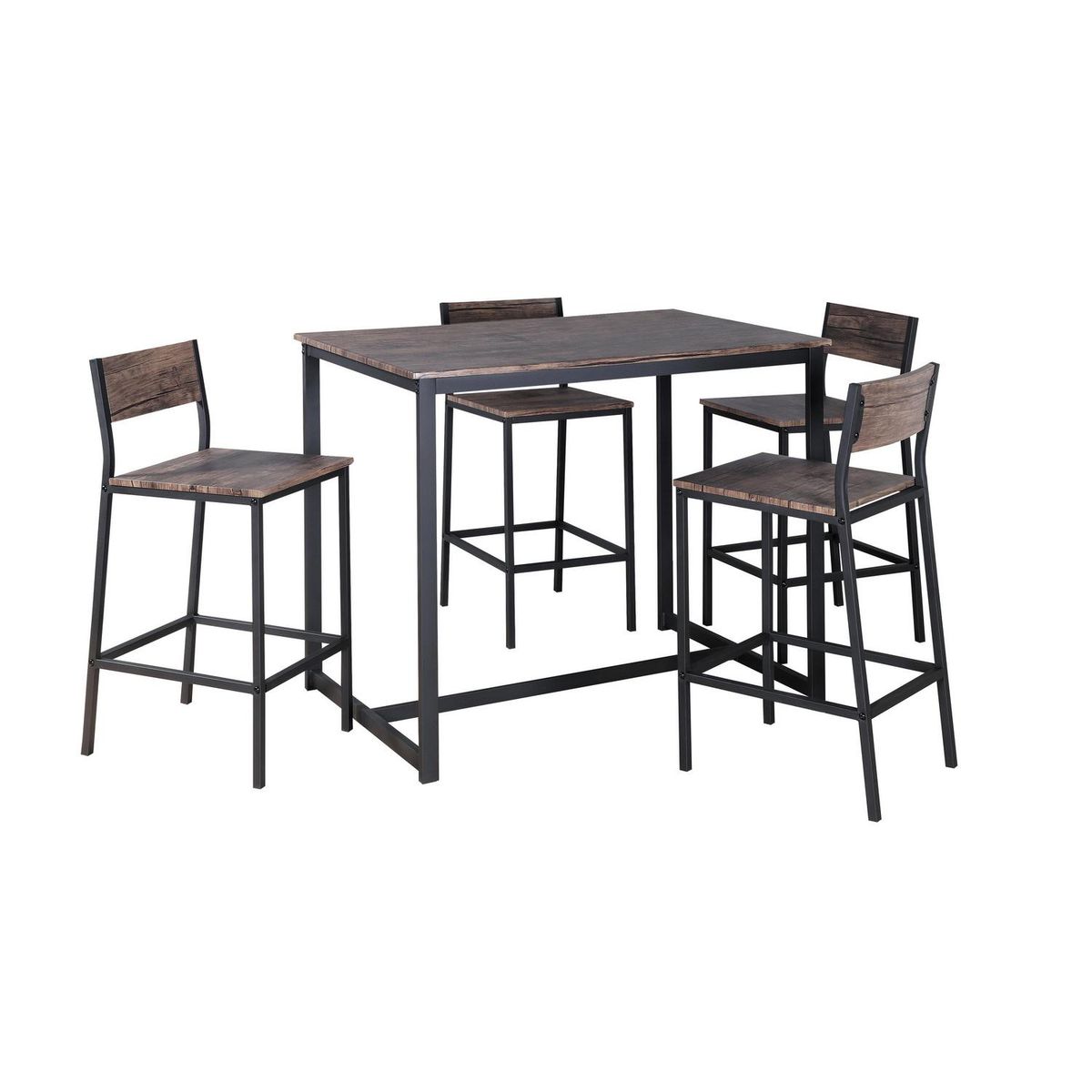 IDETEX - Juego de Comedor Soho 4 Sillas Mesa Rectangular 70x91x110 cm Café