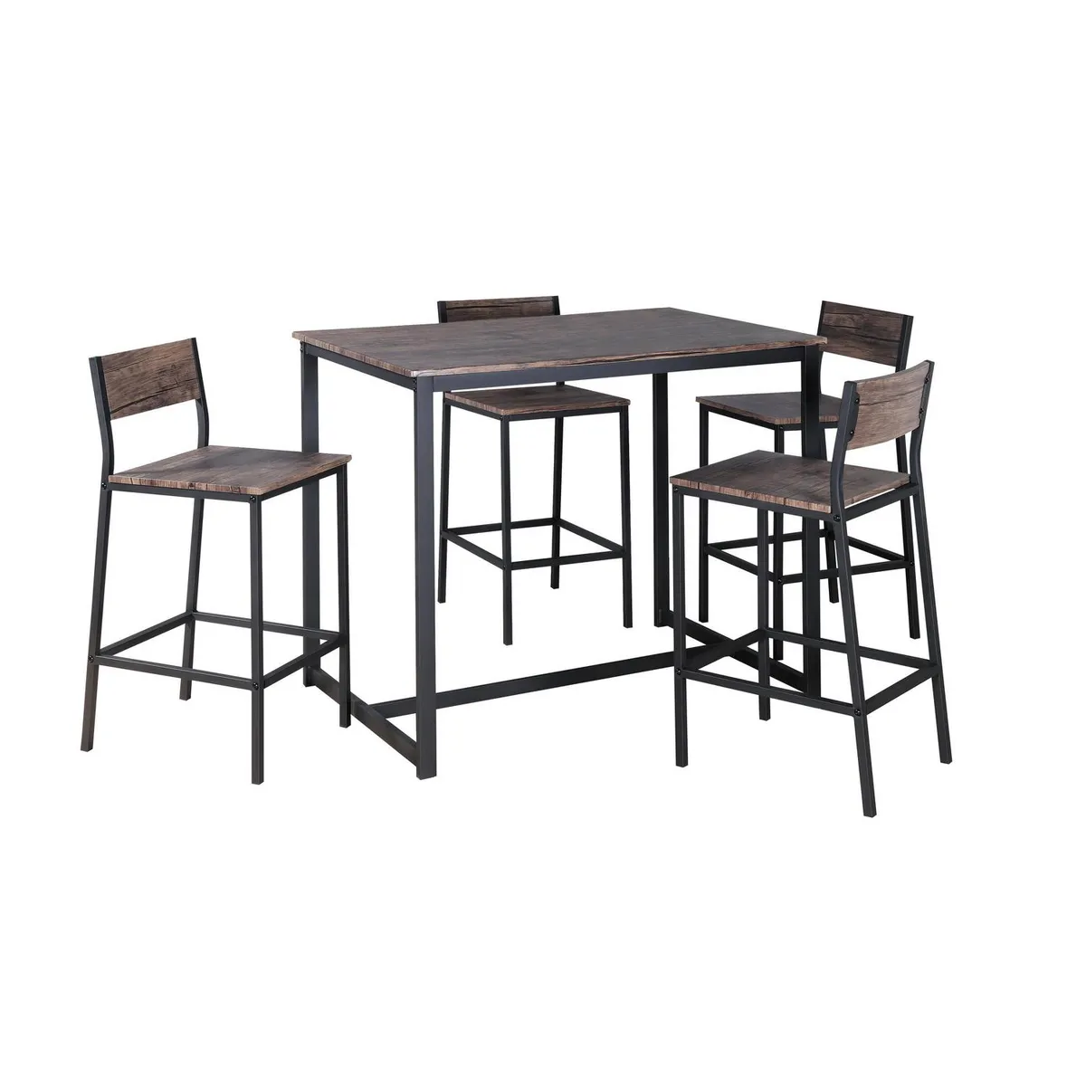 IDETEX - Juego de Comedor Soho 4 Sillas Mesa Rectangular 70x91x110 cm Café