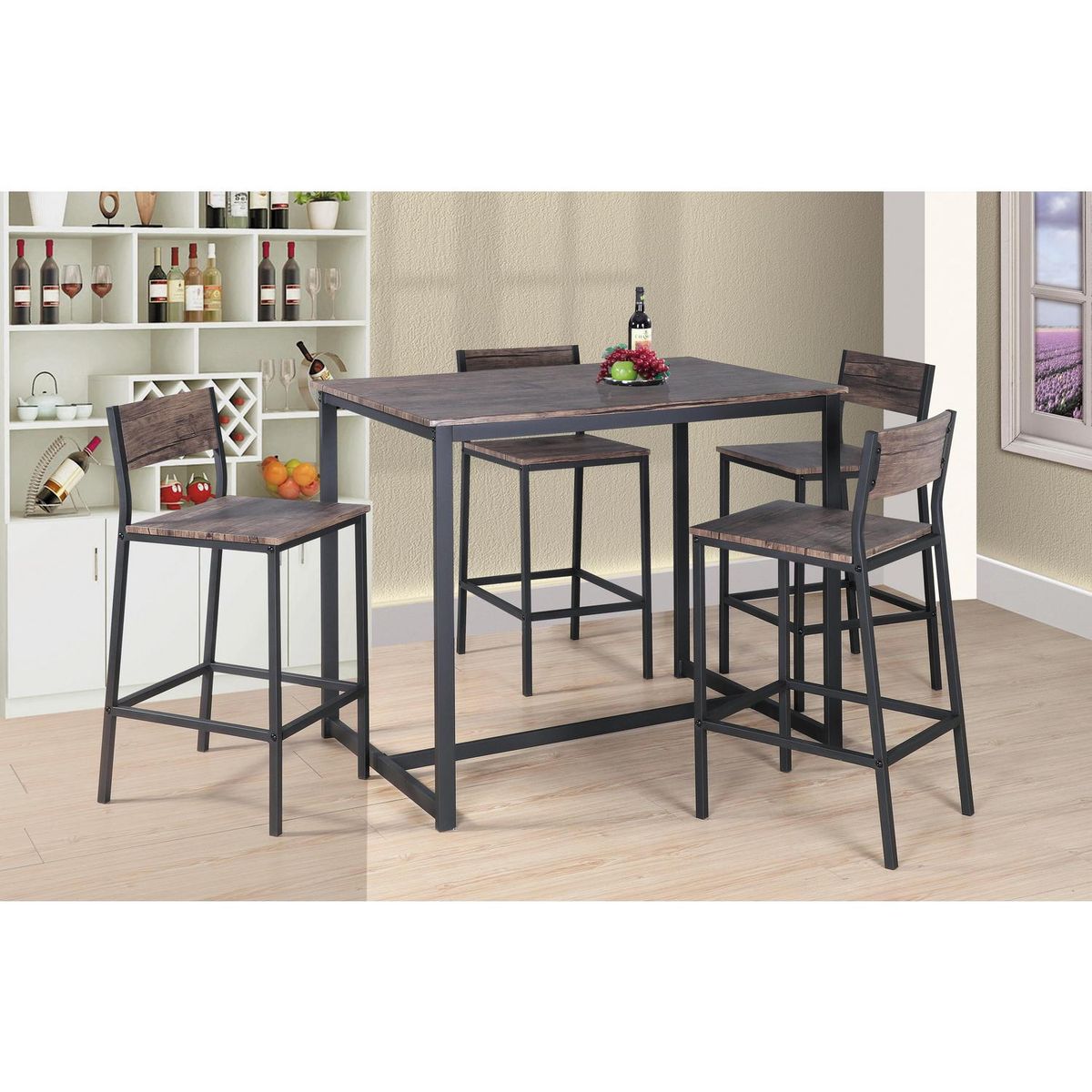 IDETEX - Juego de Comedor Soho 4 Sillas Mesa Rectangular 70x91x110 cm Café