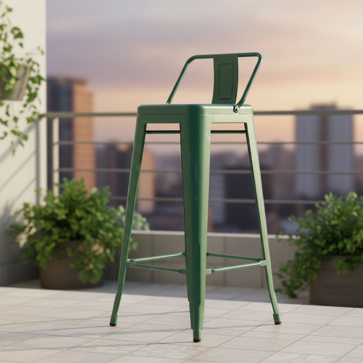 IDETEX - Set 2 Taburetes Vintage Verde 94x30x30 cm