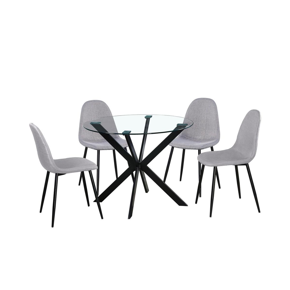 IDETEX - Juego de Comedor Camila 4 Sillas Mesa Redonda 100x75x100 cm Negro
