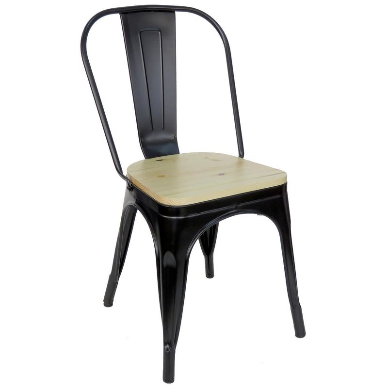 IDETEX - Set 2 Sillas Rustic Negro 94x30x30 cm