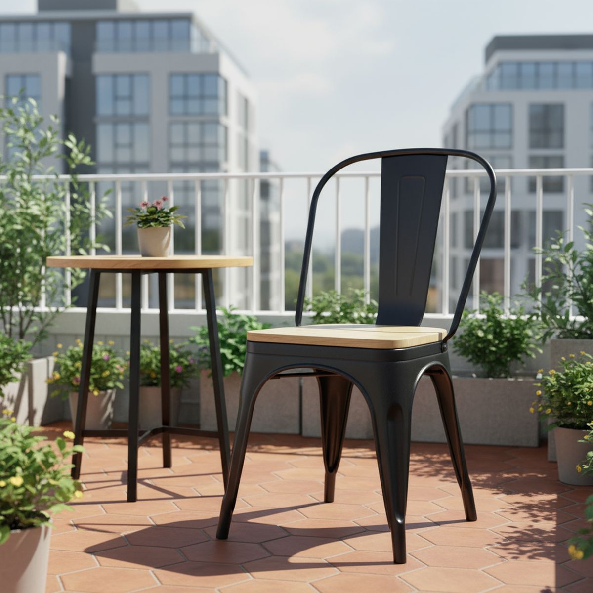 IDETEX - Set 2 Sillas Rustic Negro 94x30x30 cm