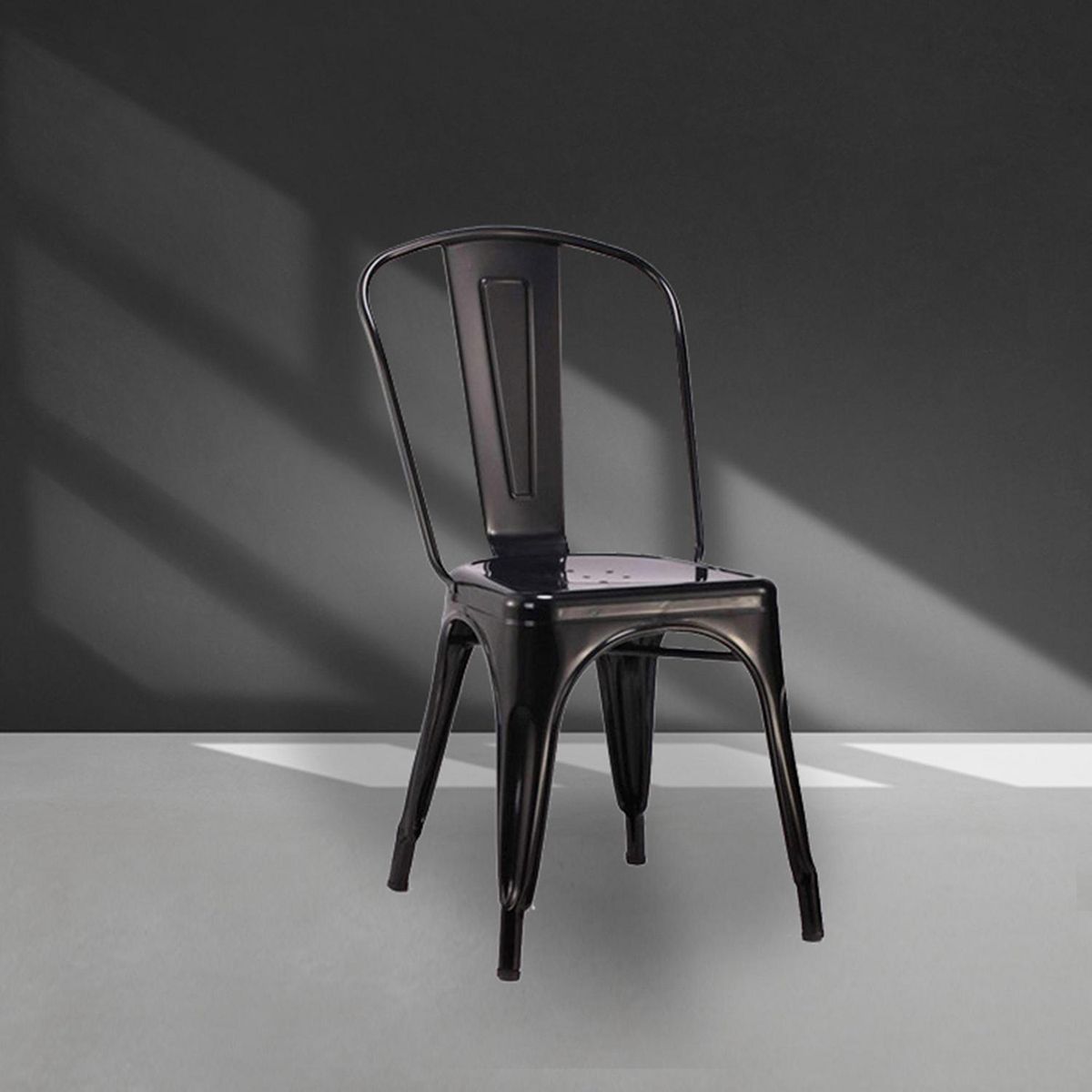 IDETEX - Pack 4 Sillas Antique Negro 84.5x36x36 cm