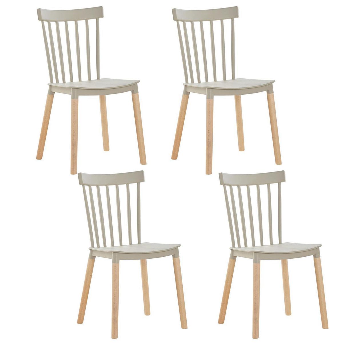 IDETEX - Pack 4 Sillas Style Beige 83x43x42 cm