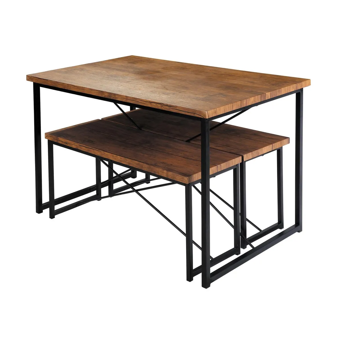 IDETEX - Juego de Comedor Village 4 Sillas Mesa Rectangular 76x76x122 cm Café