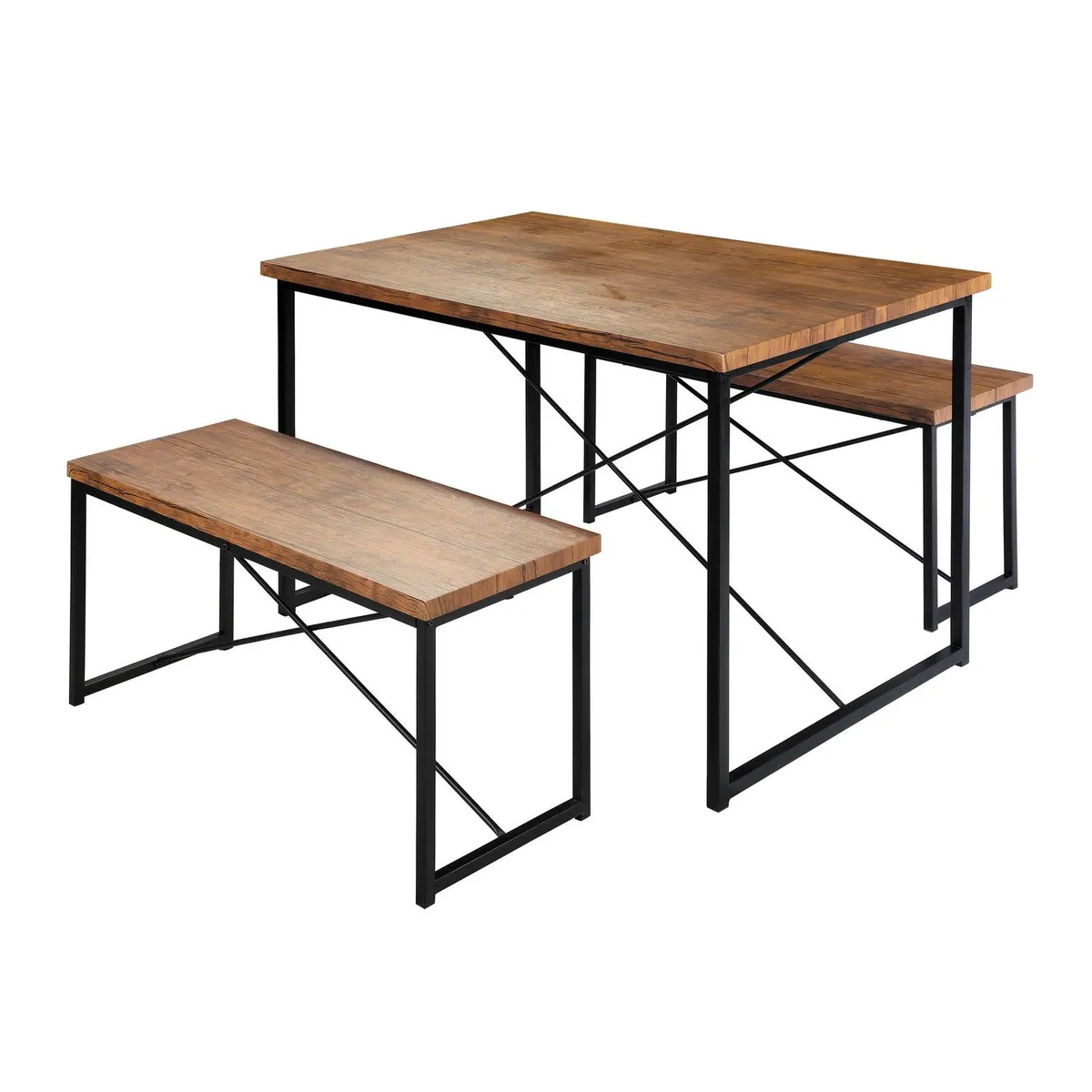 IDETEX - Juego de Comedor Village 4 Sillas Mesa Rectangular 76x76x122 cm Café