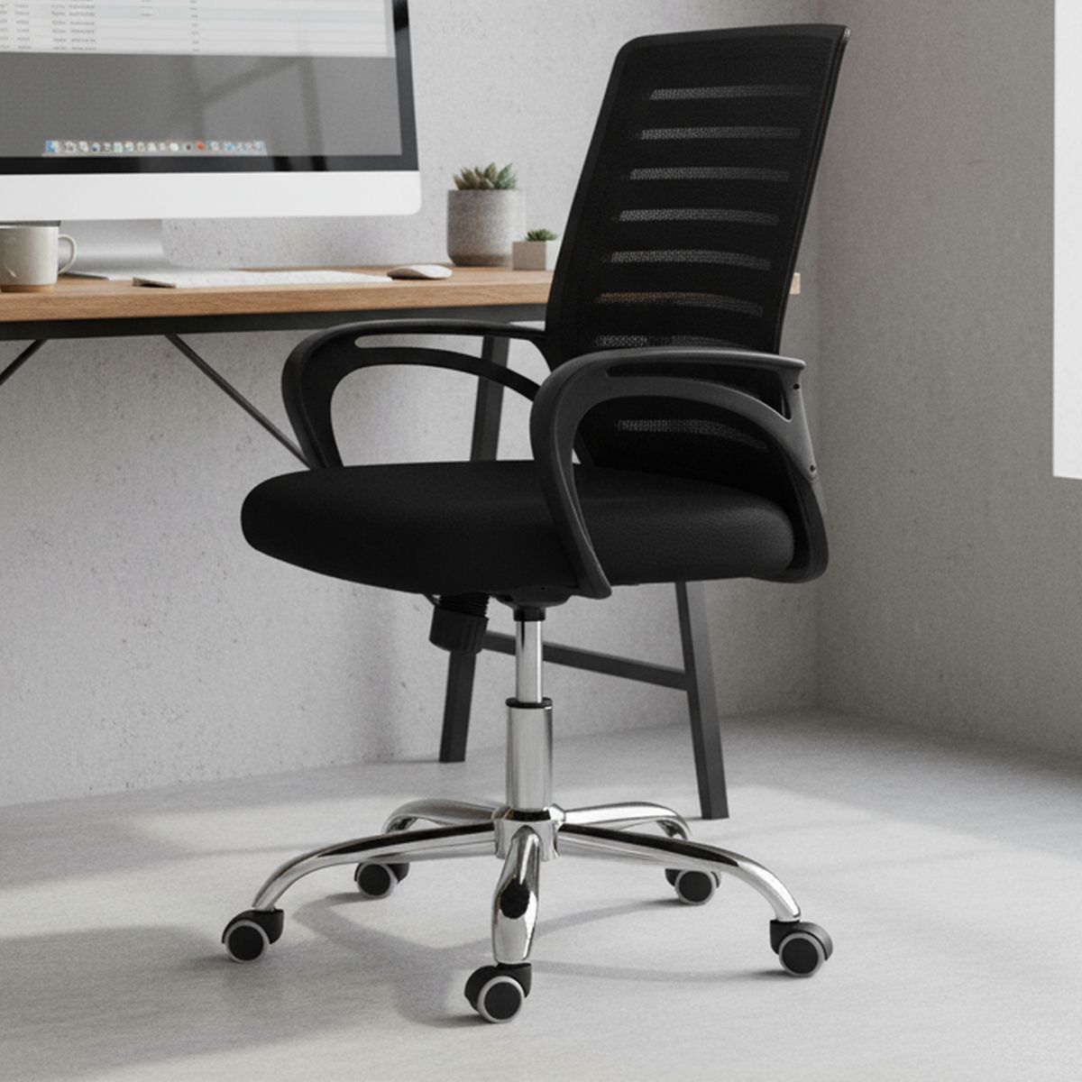 IDETEX - Silla Escritorio Ergonómica Negro 100x46x48 cm