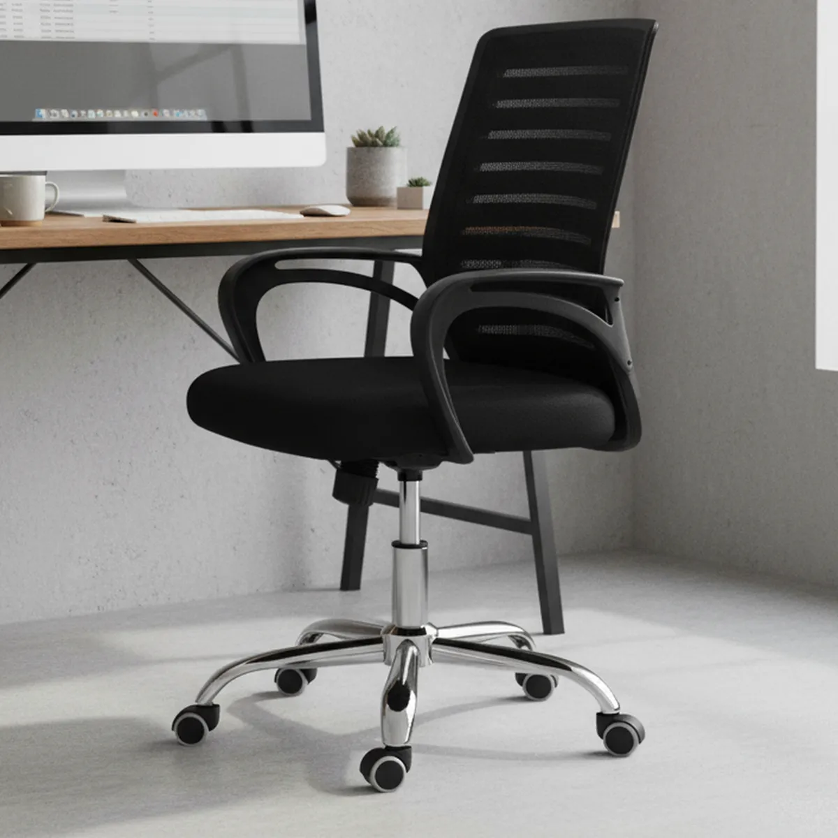 IDETEX - Silla Escritorio Ergonómica Negro 100x46x48 cm