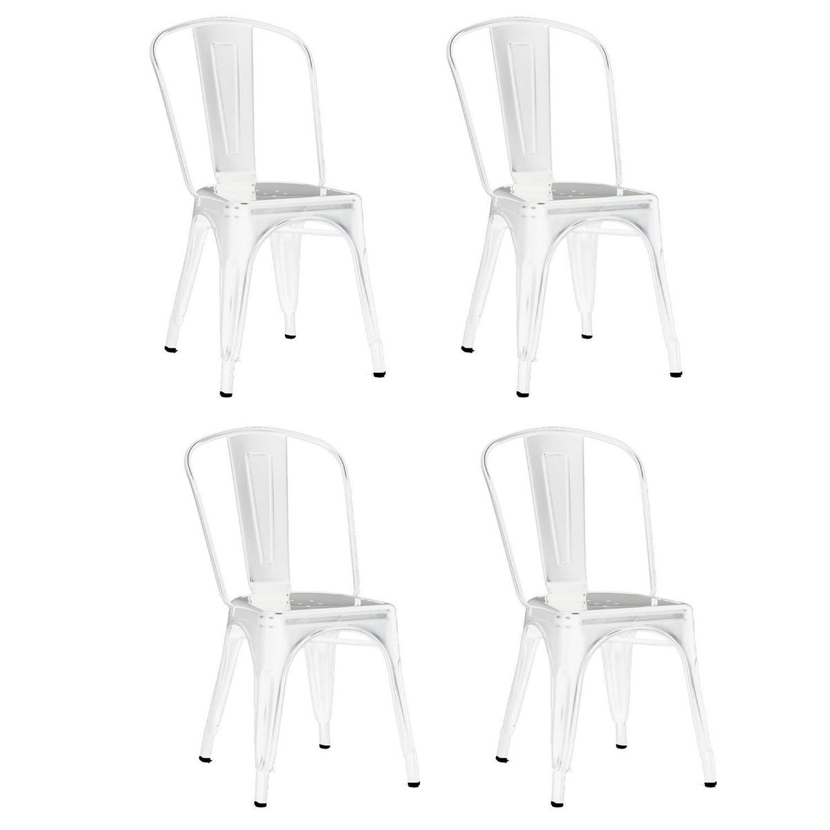 IDETEX - Pack 4 Sillas Antique Blanco 84.5x36x36 cm