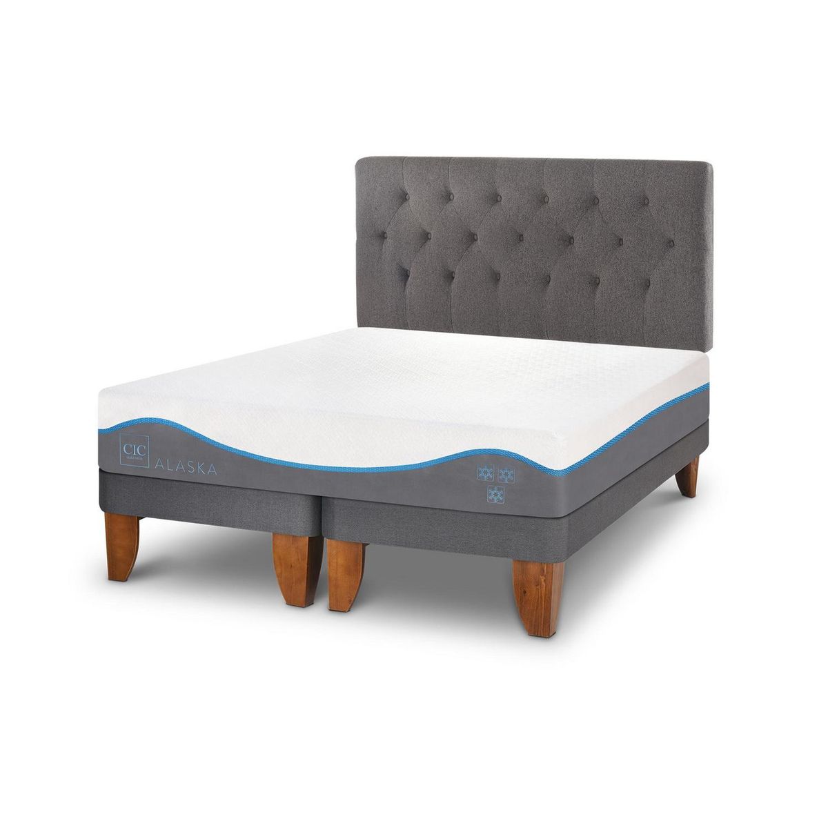 CIC - Cama europea Alaska 2 plazas + Muebles