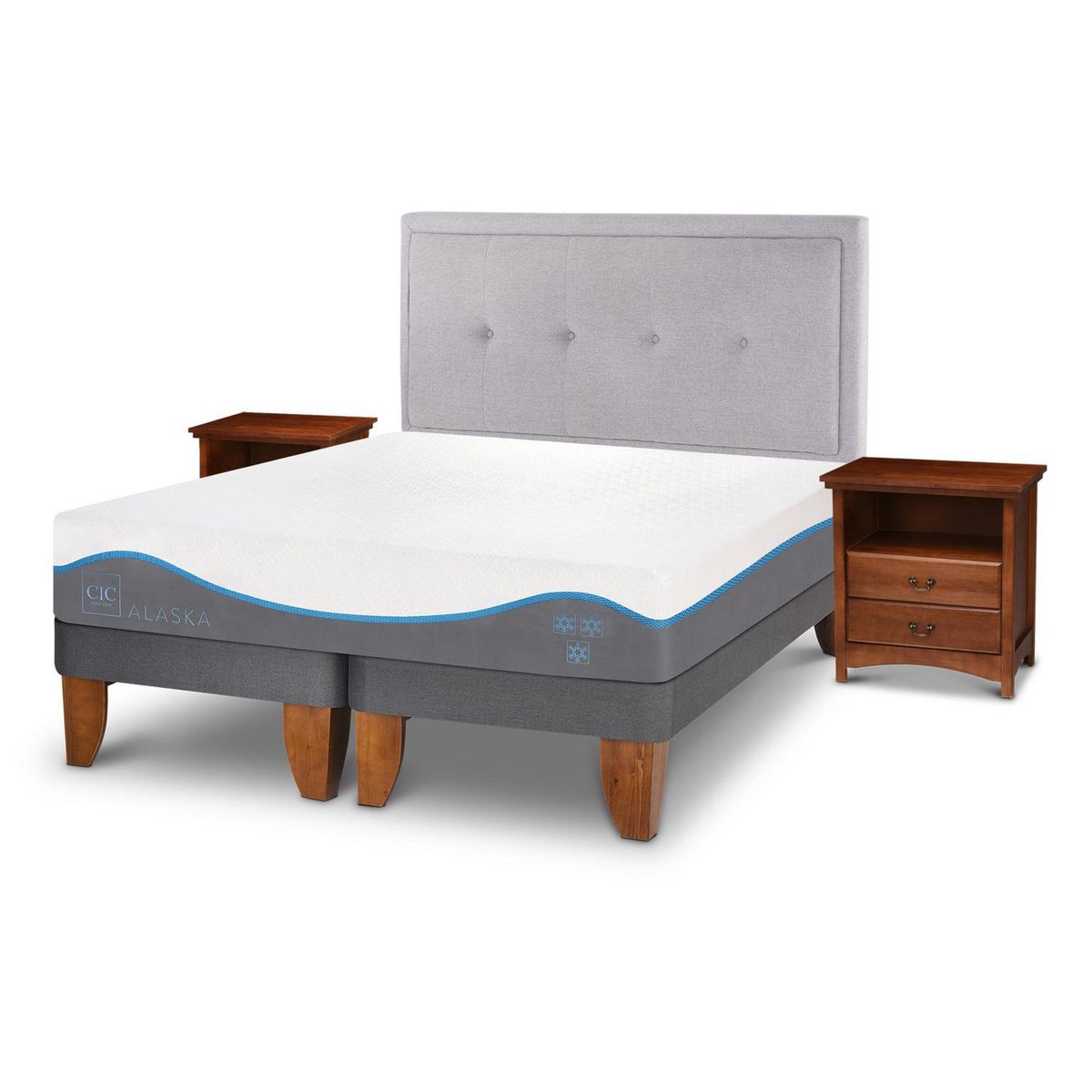 CIC - Cama Europea Alaska 2 Plazas + Muebles