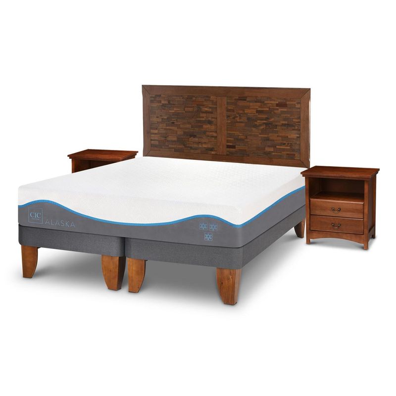 CIC - Cama europea Alaska 2 plazas  + Muebles