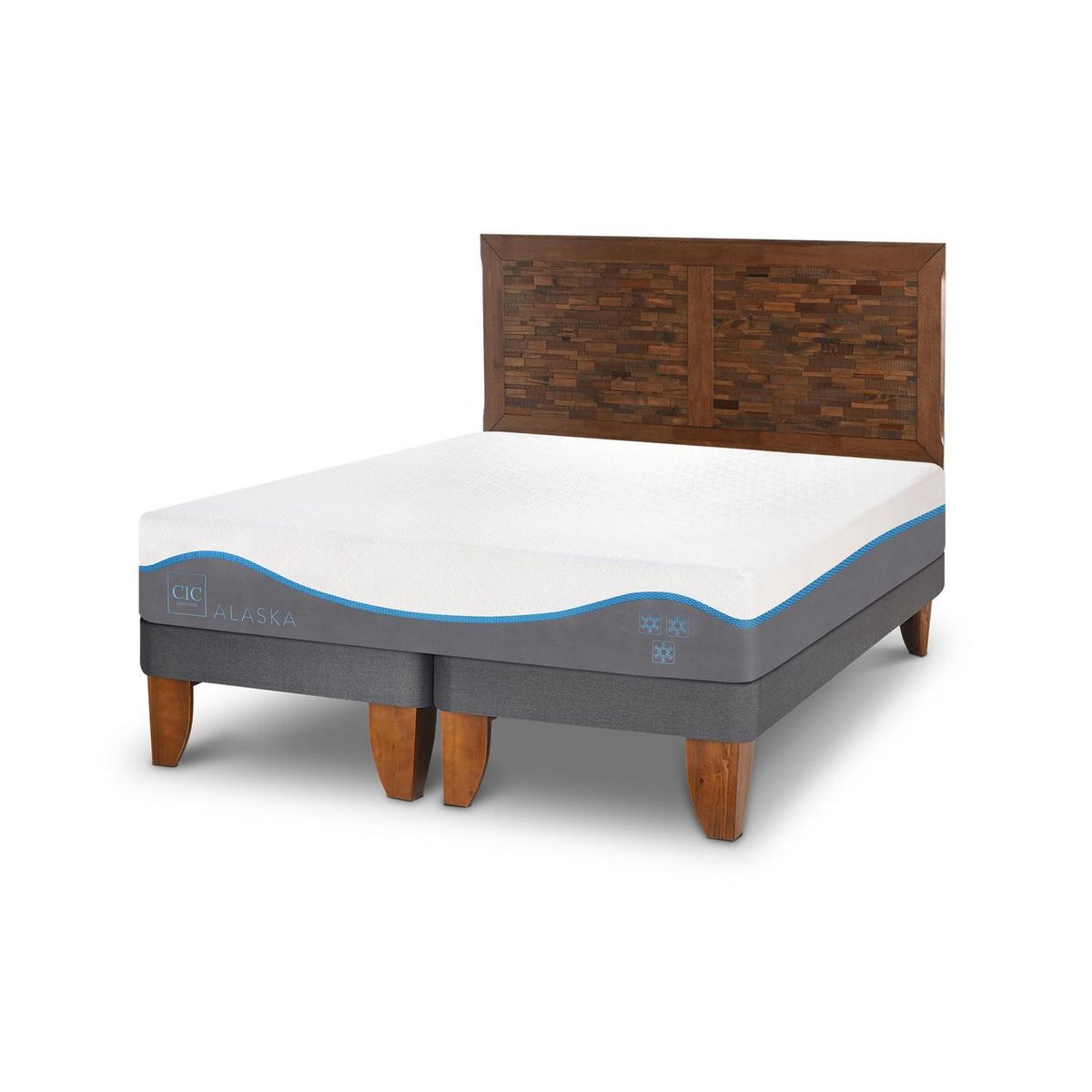 CIC - Cama Europea Alaska 2 Plazas + Muebles