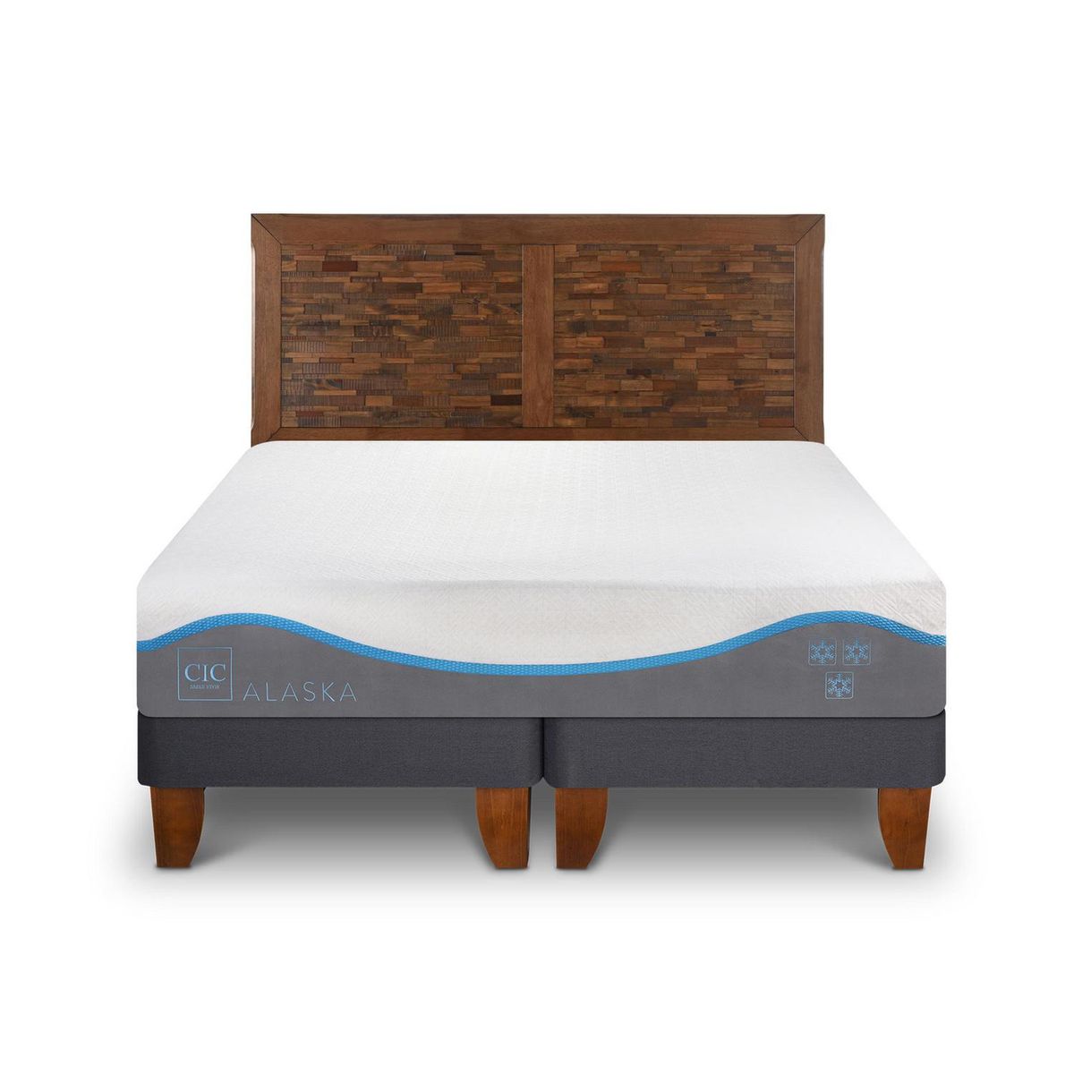 CIC - Cama Europea Alaska 2 Plazas + Muebles