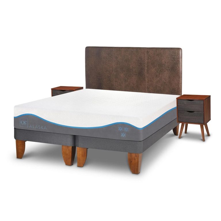 CIC Cama Europea Alaska 2 Plazas + Muebles